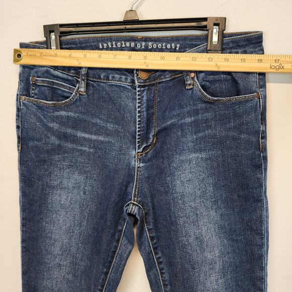 Articles of Society Suzy Fray Hem Ankle Crop Skinny Jeans Size 31 Dark Wash - Picture 10 of 16